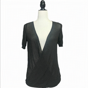 THEORY yetta sphere crossover drape knitted top